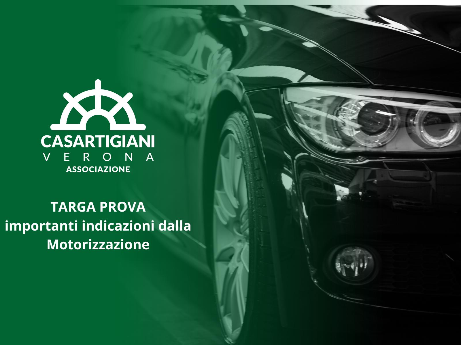 TARGA PROVA - importanti indicazioni dalla Motorizzazione