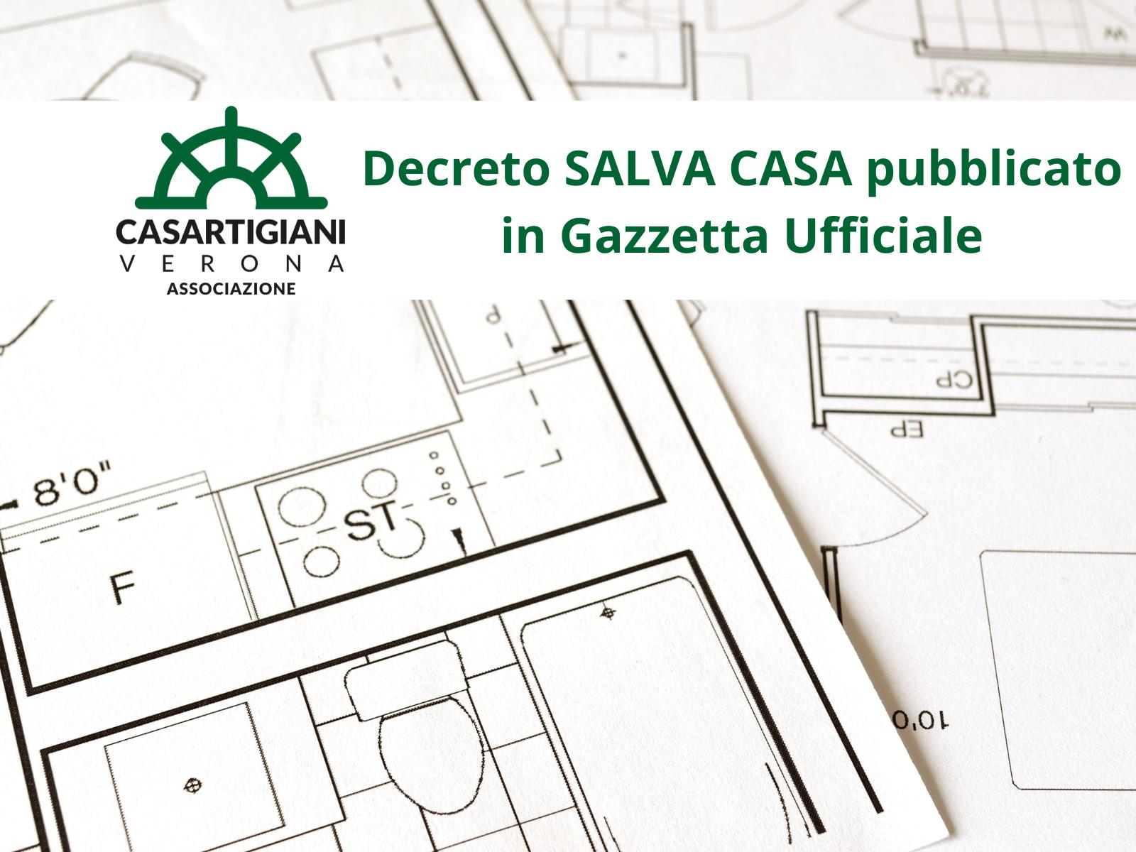 Decreto SALVA CASA pubblicato in Gazzetta Ufficiale
